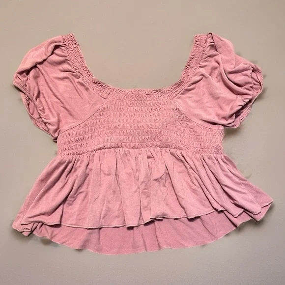 Love Tree Dusty Rose Smocked Blouse - Picture 2 of 5